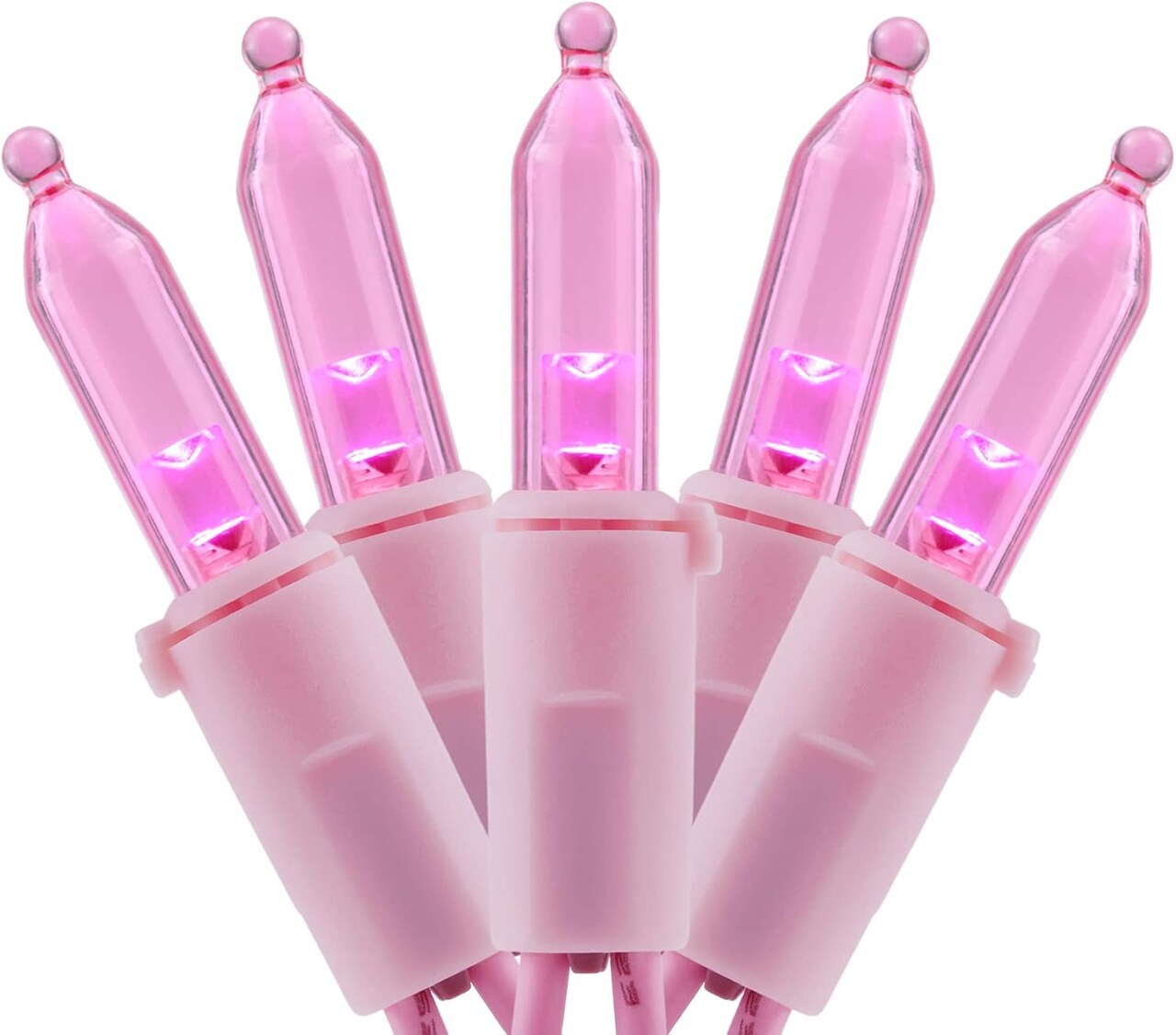 200 Count Pink LED Christmas Lights with Pink Wire, 66 Feet UL Certified Commercial Grade Holiday String Light Set (Pink - Pink Wire)